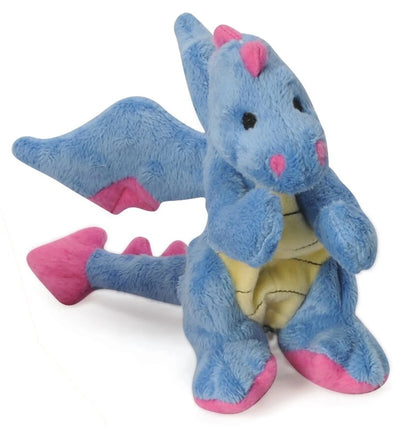 Blue and pink goDog periwinkle plush dragon toy with tail extended