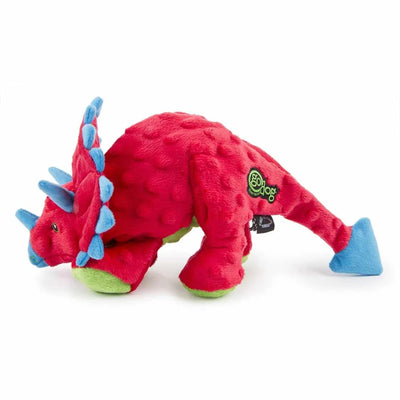goDog Dino Triceratops with Chew Guard Plush Dog Toy Red - Pets Perfect