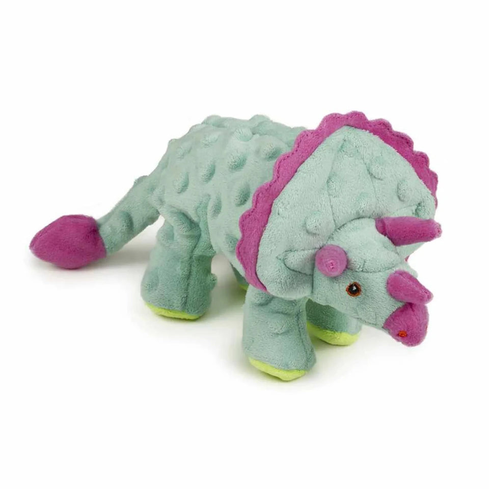 goDog Dino Triceratops with Chew Guard Teal Plush Dog Toy - Pets Perfect