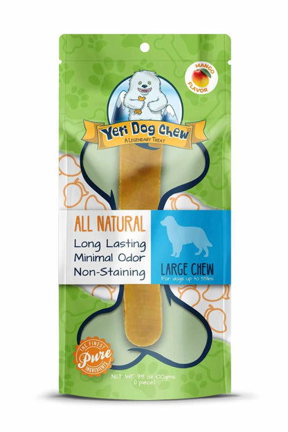 Dog Chews - Yeti Mango Flavored Yak Milk Cheese Chew Large 3.5oz Natural Long - Lasting - Pets Perfect
