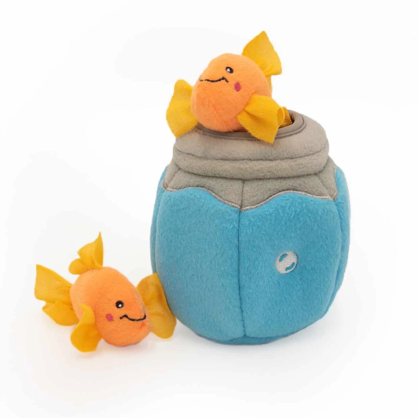 ZippyClaws Burrow Fish in Bowl Interactive Cat Toy - Hide and Seek Puzzle with 2 Catnip Miniz - Pets Perfect