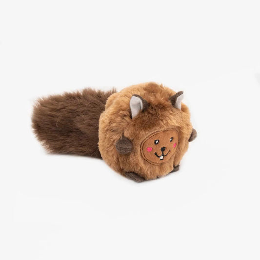 ZippyPaws Bushy Throw Squirrel Plush Dog Toy - Squeaky Crinkle Tail Fetch Toy 9.5 Inch