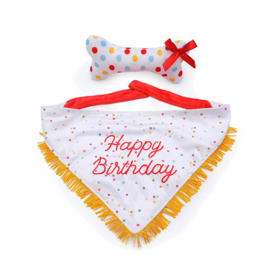 ZippyPaws Birthday Donut Dog Toy - Squeaky Plush Donut with Confetti Sprinkles for Birthday Celebrations
