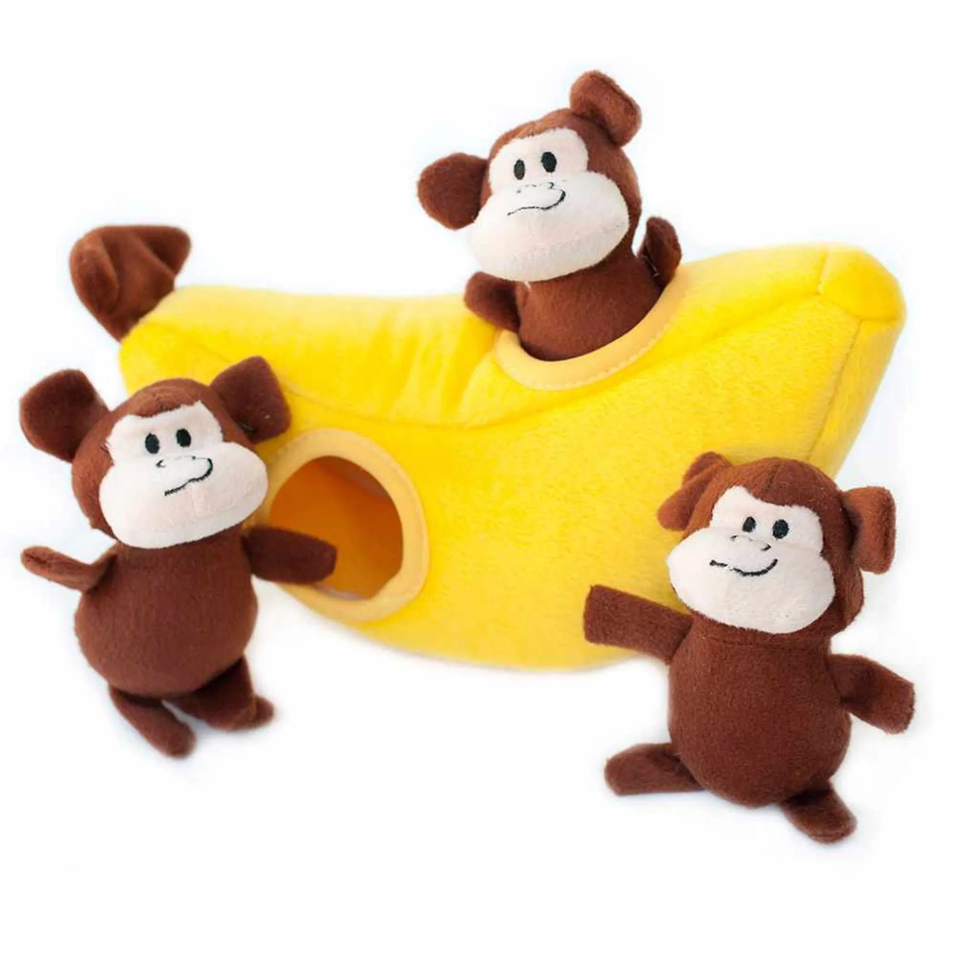 Dog Plush Toy Replacement Set - 3 Pack Squeaky Monkey Toys for Small Dogs - Pets Perfect