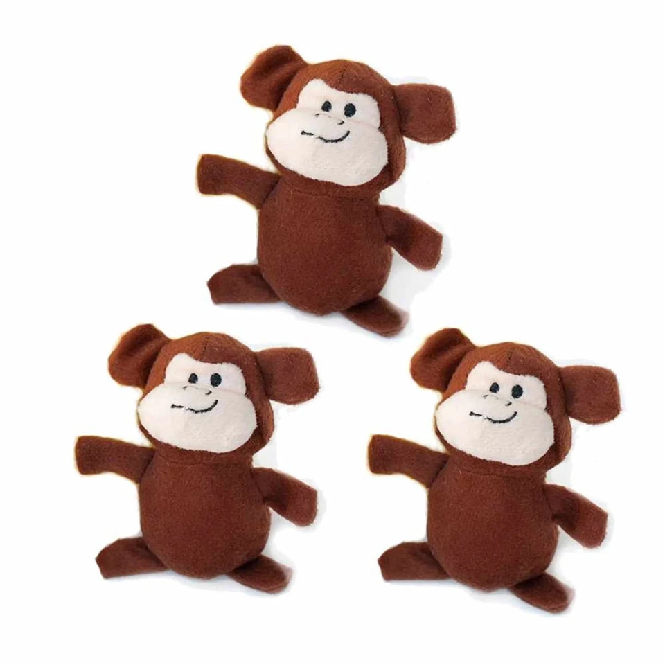 ZippyPaws Miniz 3 ct- Monkeys - Pets Perfect