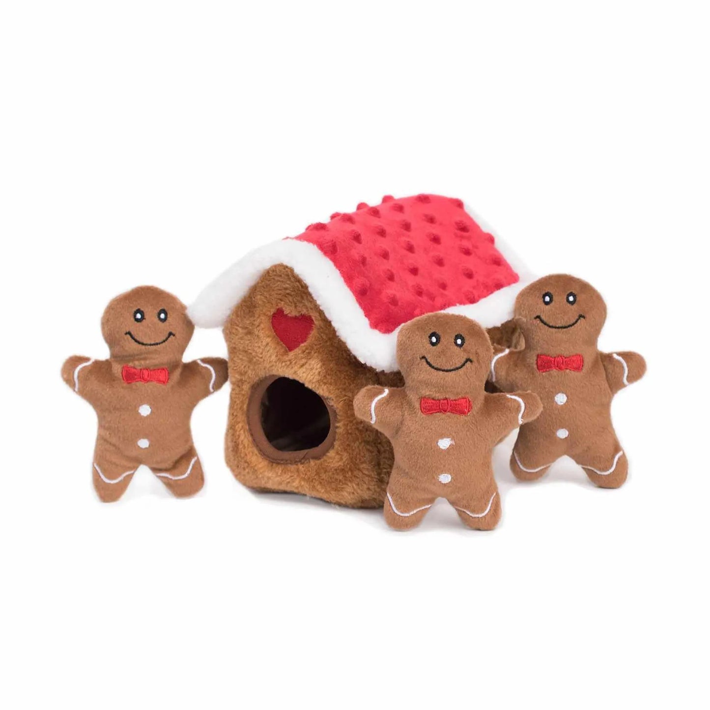 ZippyPaws Holiday Zippy Burrow Gingerbread House Plush Dog Toy - Pets Perfect