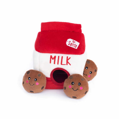 ZippyPaws Holiday Zippy Burrow Santa's Milk and Cookies Plush Dog Toy - Pets Perfect