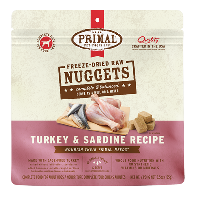 Primal Pet Foods Freeze-Dried Dog Food, 5.5 oz- Turkey Sardine