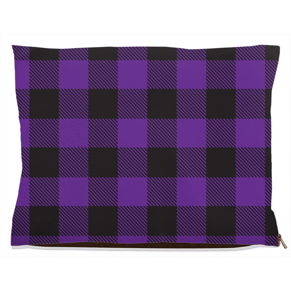 Buffalo Plaid Purple Dog Bed, Fleece/18x28 inch, view 2