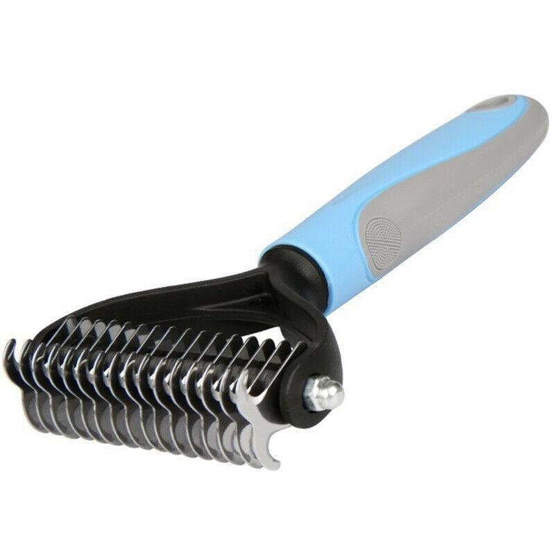 Double - Sided Deshedding Brush - 2 - in - 1 Dematting & Deshedding Rake for Dogs - Pets Perfect
