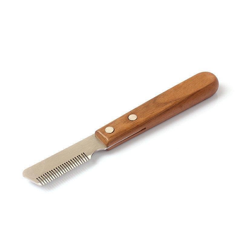 Walnut Handle Stripping Comb - Stainless Steel Plucking Knife for Terrier Dogs - Pets Perfect