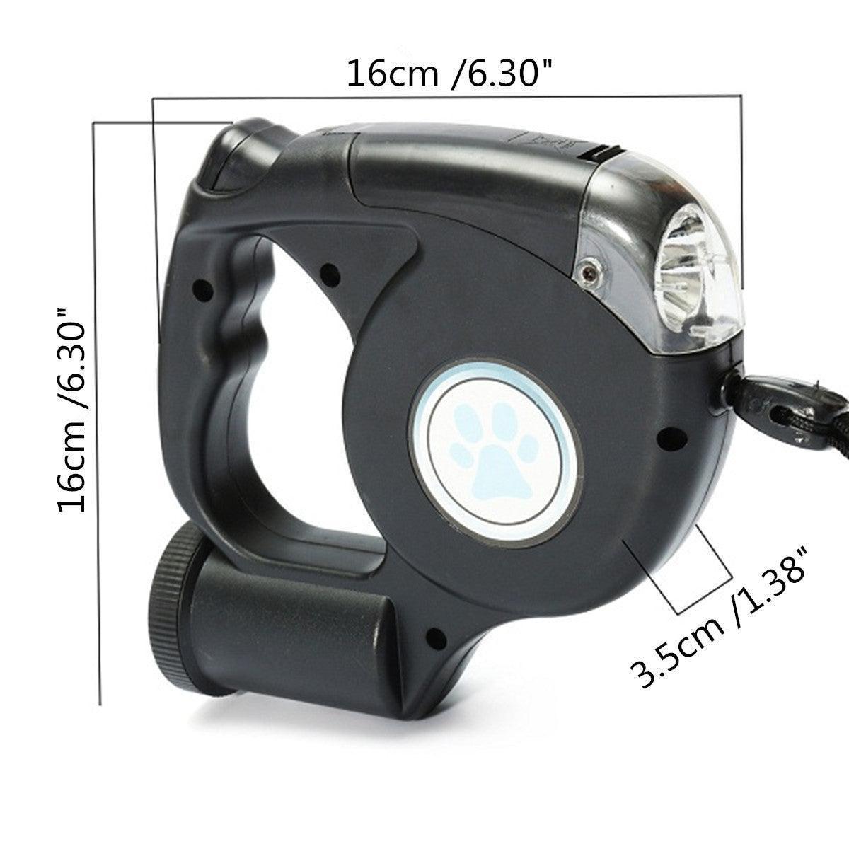 3 - In - 1 Illuminated Dog Leash With Retractable Garbage Bag - Pets Perfect