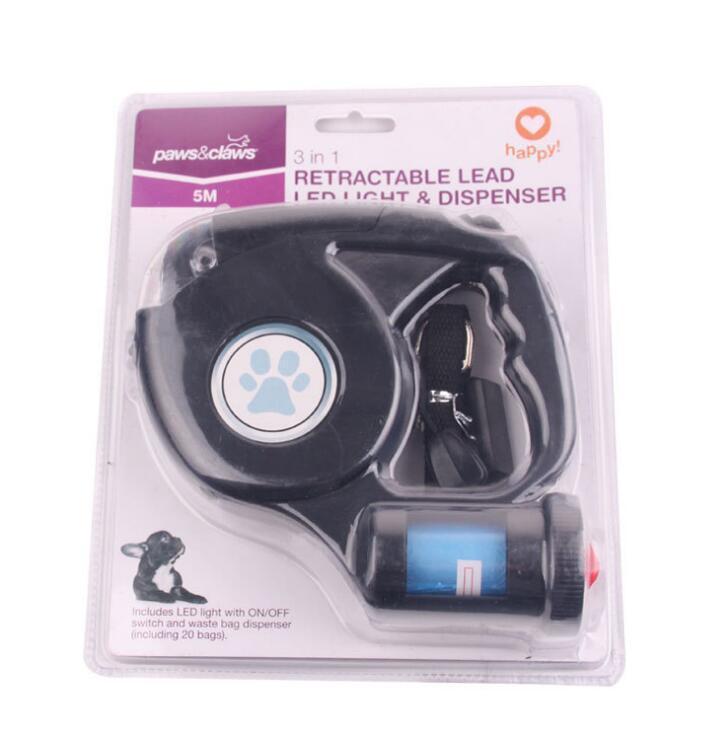 3 - In - 1 Illuminated Dog Leash With Retractable Garbage Bag - Pets Perfect