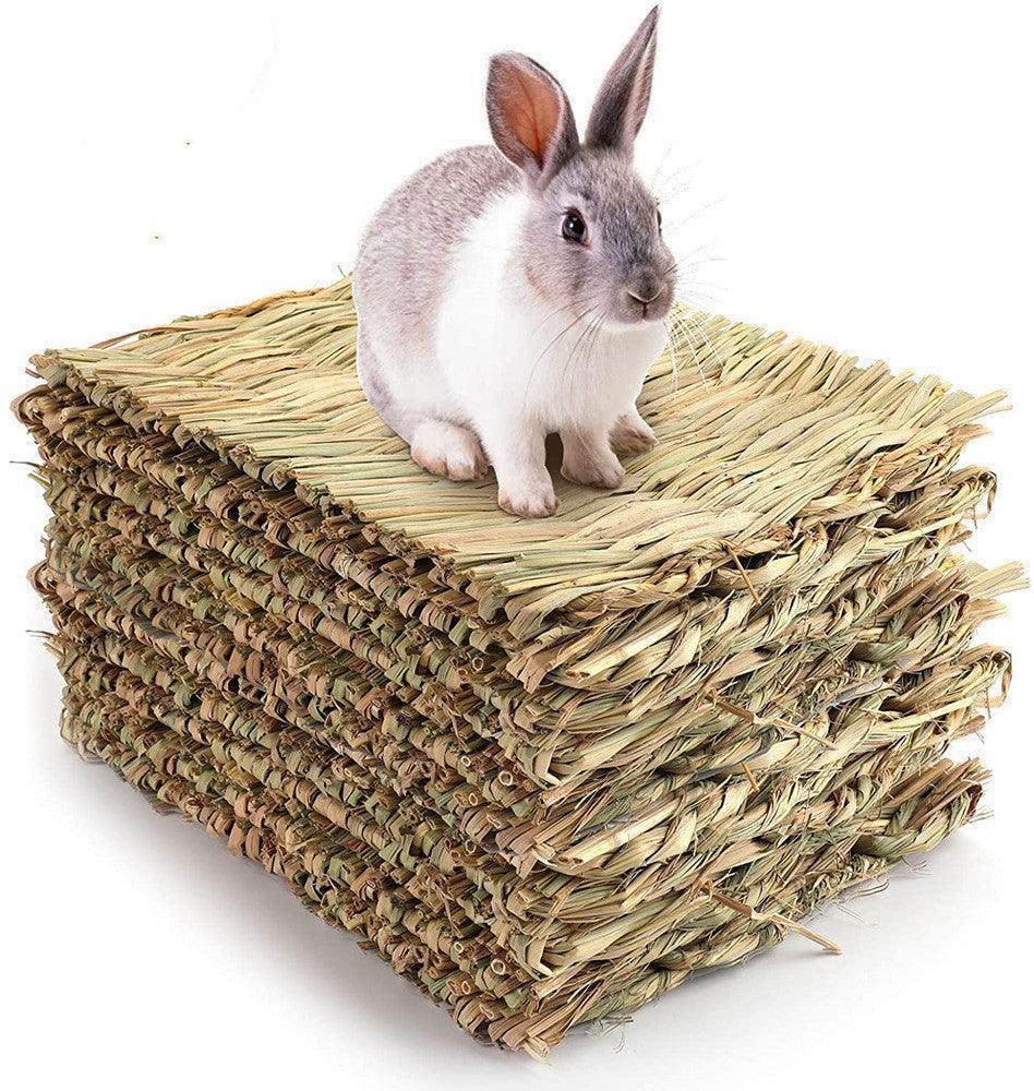 3 Pack Natural Wood Rabbit Bunny Mat Toy Bed For Small Animals Like Guinea Pig And Parrot - Durable And Cozy Straw Mat Set - Pets Perfect