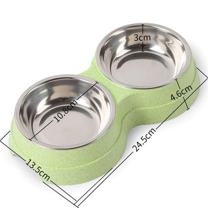 Stylish Stainless Steel Double Pet Feeder - Premium Food And Water Bowls For Cats, Dogs, And Puppies - Pets Perfect