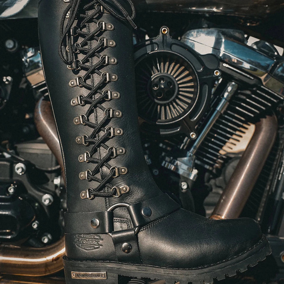 Ladies Motorcycle Biker Leather Boots, view 14