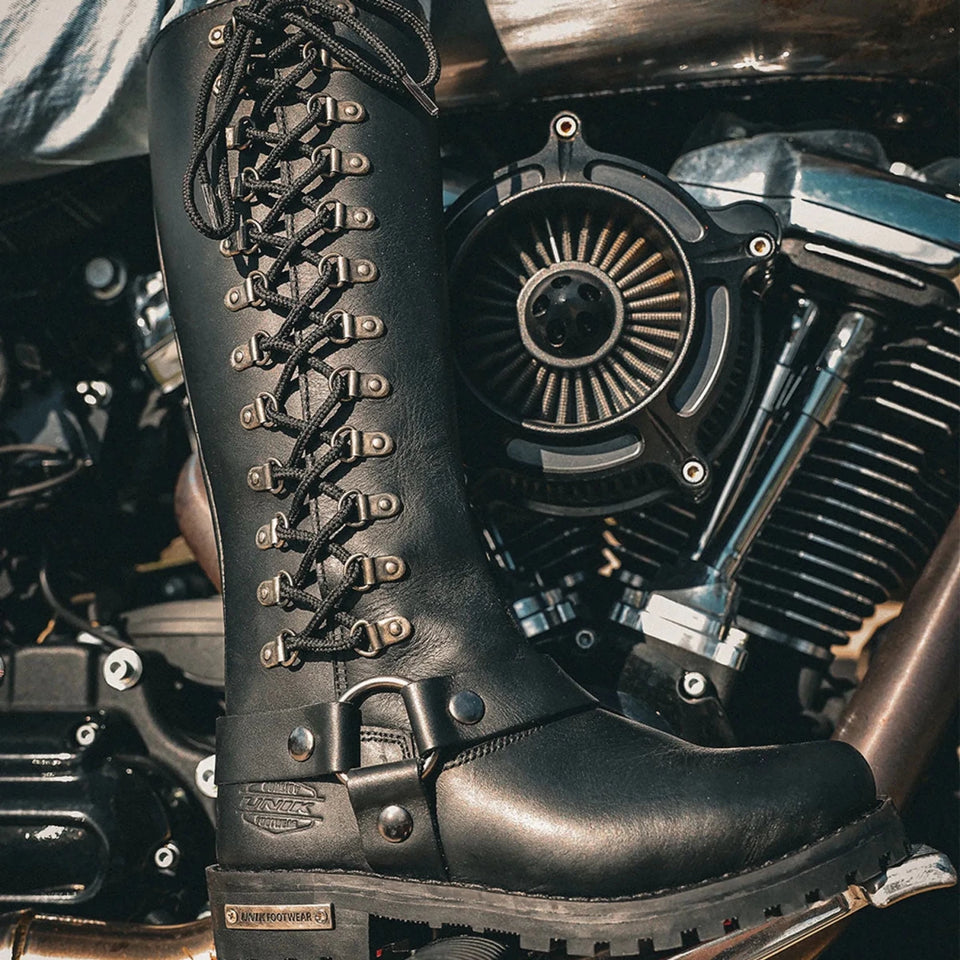 Ladies Motorcycle Biker Leather Boots, view 16