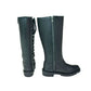 12000.17 -Ladies Motorcycle Biker Leather Boots in black with side zipper and lace-up back, durable sole for riding.