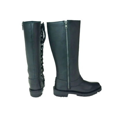 12000.17 -Ladies Motorcycle Biker Leather Boots, Black & purple/6