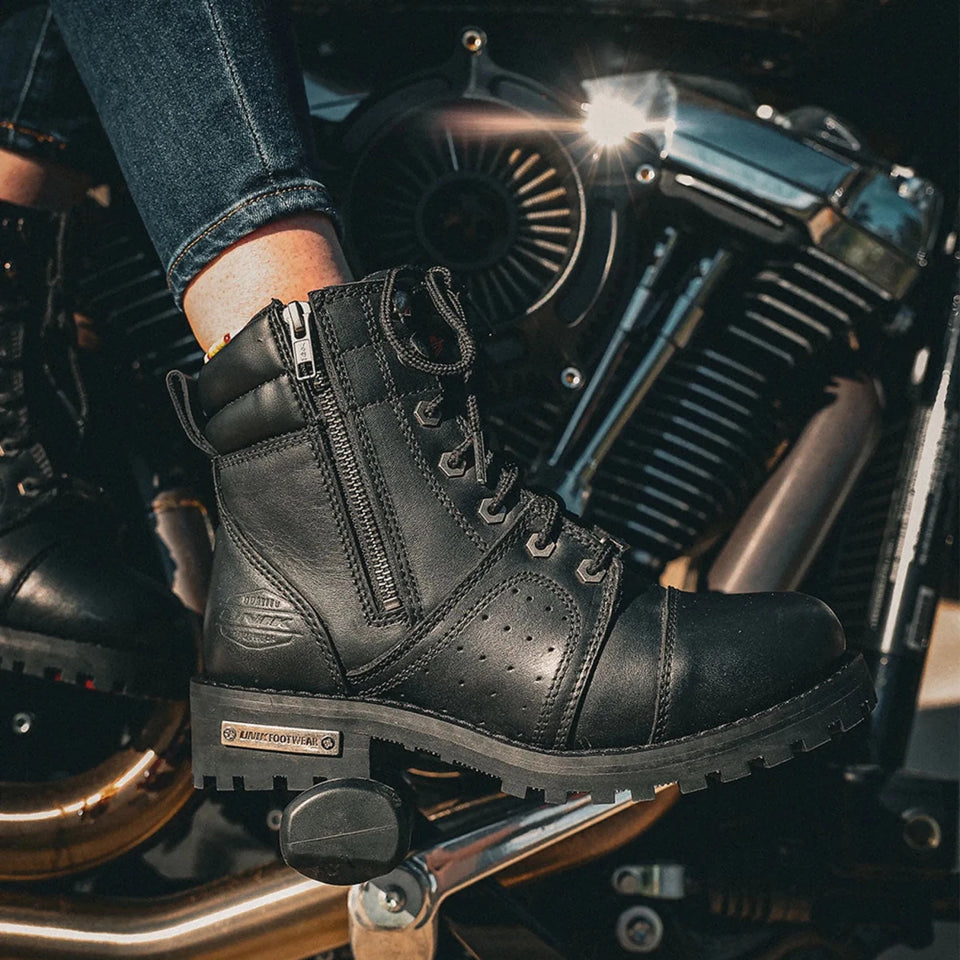 Ladies Motorcycle Biker Leather Boots, view 14