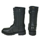 12004.00 - Ladies Motorcycle Biker Leather Boots in black with zipper, lace-up front, and rugged sole design