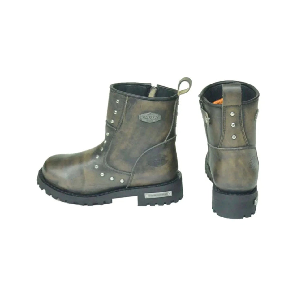 12007.BR - Ladies Motorcycle Biker Leather Boots, view 16