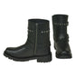 12008.00 - Ladies Motorcycle Biker Leather Boots black leather ankle boots with zipper and studs detailing