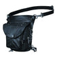 2083.00 - Ladies Leather Thigh Bag in black with multiple compartments and adjustable straps for secure fit