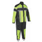 2714.11 - Mens Green Textile Rainsuit in high-visibility green and black with reflective stripes for outdoor use.