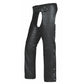 0326.00 - Unisex Ultra Coin Pocket Chaps in black leather with belt and side snap closures for equestrian use