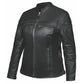 6537.GO - Ladies Premium Leather Jacket in black with zip-up front and zippered chest pockets, sleek design