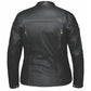 Back view of a black leather jacket with zippered pockets, labeled 6537.GO - Ladies Premium Leather Jacket