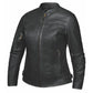 6557.NG - LADIES PREMIUM LEATHER JACKET in sleek black with zippered pockets and a stand collar for stylish outerwear.