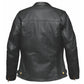 Back view of black leather 6557.NG - LADIES PREMIUM LEATHER JACKET with stitched detailing and adjustable side straps.