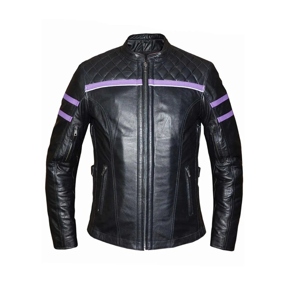6560.17 - Ladies Purple Leather Jacket, Black & purple, view 3
