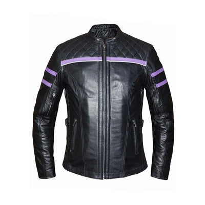 6560.17 - Ladies Purple Leather Jacket, Black & purple