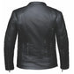 6564.00 - Ladies Premium Leather Jacket black back view with lace-up details on sleeves and sides, zipped cuffs