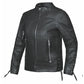6801.PL - Ladies Ultra Leather Jacket in black with zippered pockets and lace-up detail on sleeves and sides