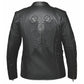 6824.RF - Ladies Premium Leather Jacket in black with embroidered wing design and stud details on back and sleeves