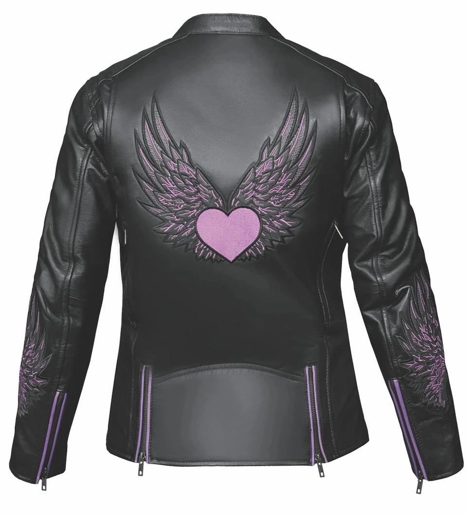 6954.17 - Ladies Purple Wing Leather Jacket, view 11