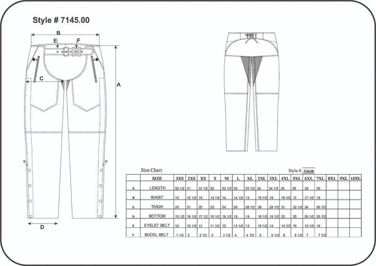 7145.K - Unisex Premium Leather 4 - Pocket Chaps with Spandex - Pets Perfect