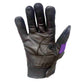 8198.17 - Ladies Full Finger Gloves in black leather with padded palm and purple accent on thumb, durable design