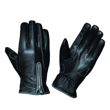 8261.18 - Ladies Full Finger Gloves in black leather with zipper detail, designed for comfort and style