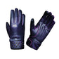 8411.17 - Ladies Full Finger Gloves in dark purple with studded wrist and pink stitching detail