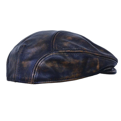 Mens Premium Leather Ascot Cap