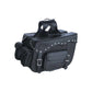 Black leather motorcycle saddle bag with silver studs and buckle straps, model 9328.ZP - PVC Saddle Bag.