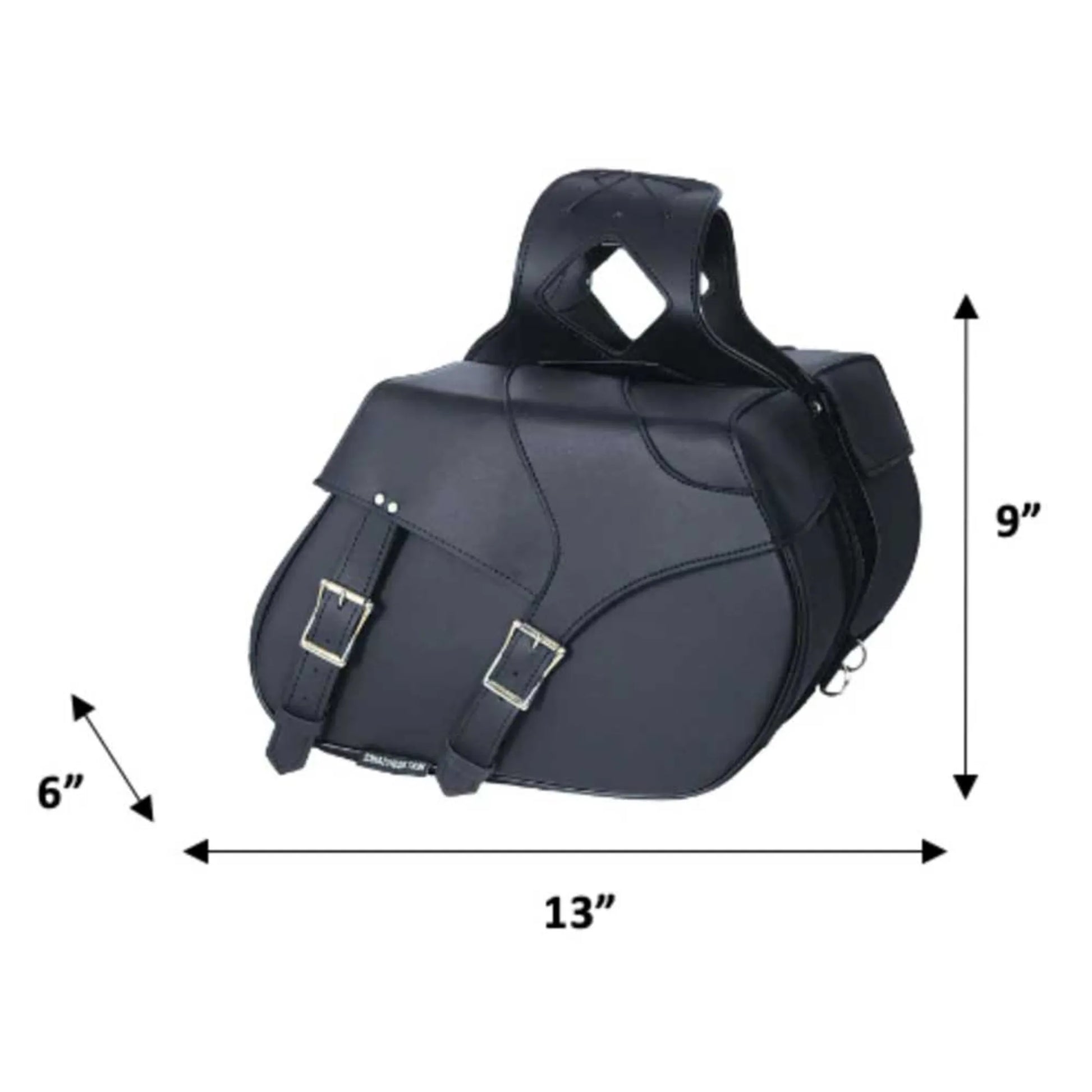 9344.ZP - PVC Saddle Bag in black with buckles and straps, designed for pet supplies and equestrian use.