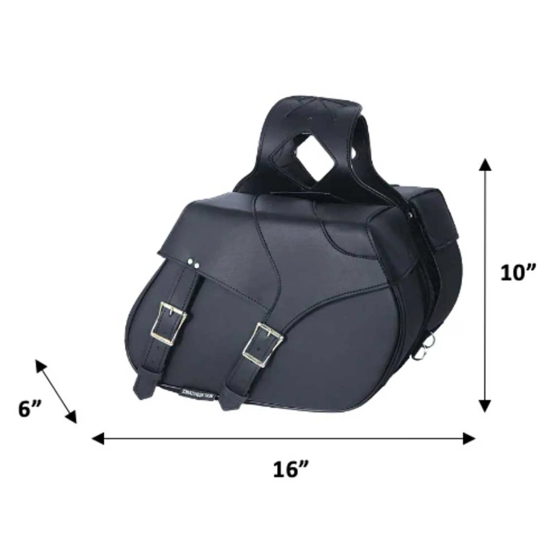 9345.ZP - PVC Saddle Bag in black with buckles, designed for durable pet travel and storage in an online pet store.