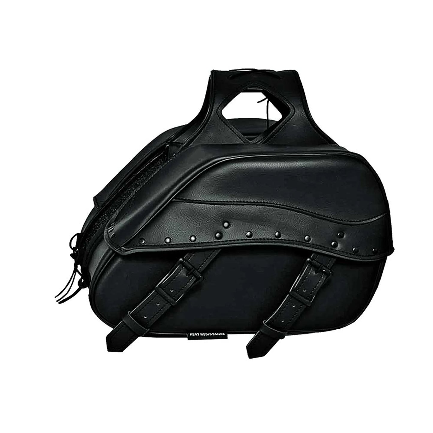 9563.00 - PVC Saddle Bag in black with buckles and studded detailing for durable equestrian use