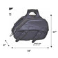 Black durable 9563.00 - PVC Saddle Bag with reinforced straps and studs for equestrian use, shown with dimensions.